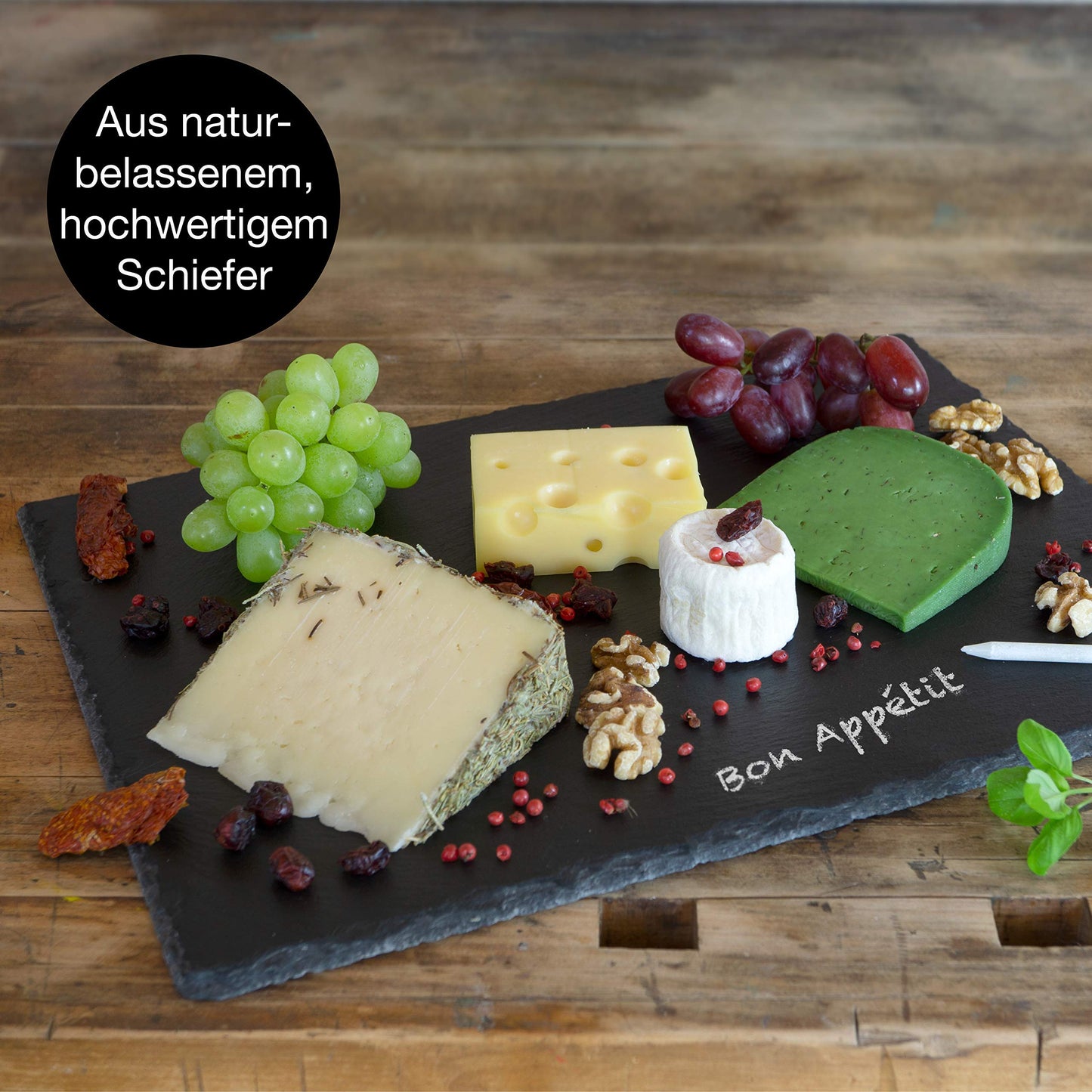 Moritz & Moritz 6 x Schieferplatte Servierplatte 30x40 cm mit Kreidestift - Schieferplatten fürs Buffet, Sushi und Käse - Perfekt zum Anrichten und als Deko