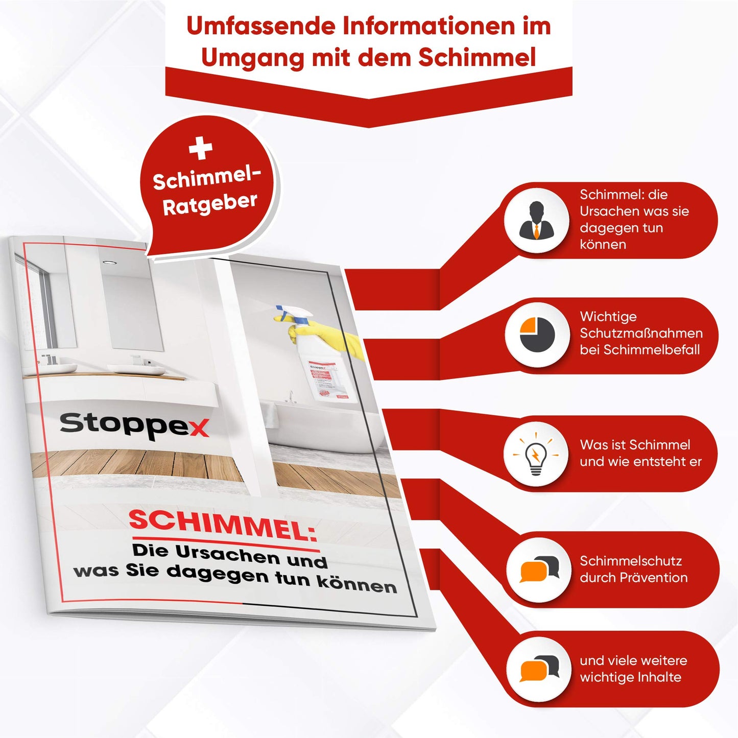 Stoppex® Aktiv-Profi Schimmelentferner gegen Schimmel für Wand, Bad und Silikonfugen I Extrastarker, chlorhaltiger Anti Schimmelspray gegen Stockflecken u. Schimmelpilz