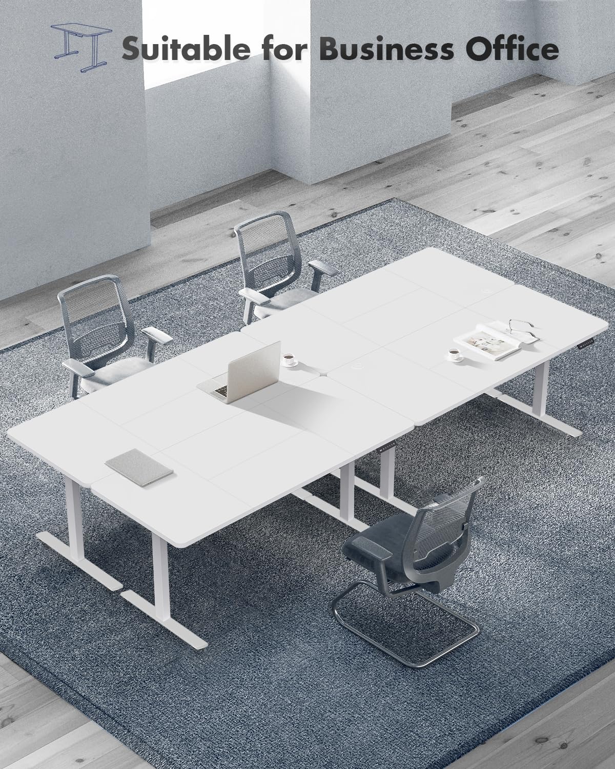 JUMMICO Höhenverstellbarer Schreibtisch Höhenverstellbar Elektrisch, Ergonomischer Steh-Sitz Tisch Stehpult Verstellbarer Computertisch,Stehschreibtisch Bürotisch Standing Desk,160 x 70 cm, Weiß