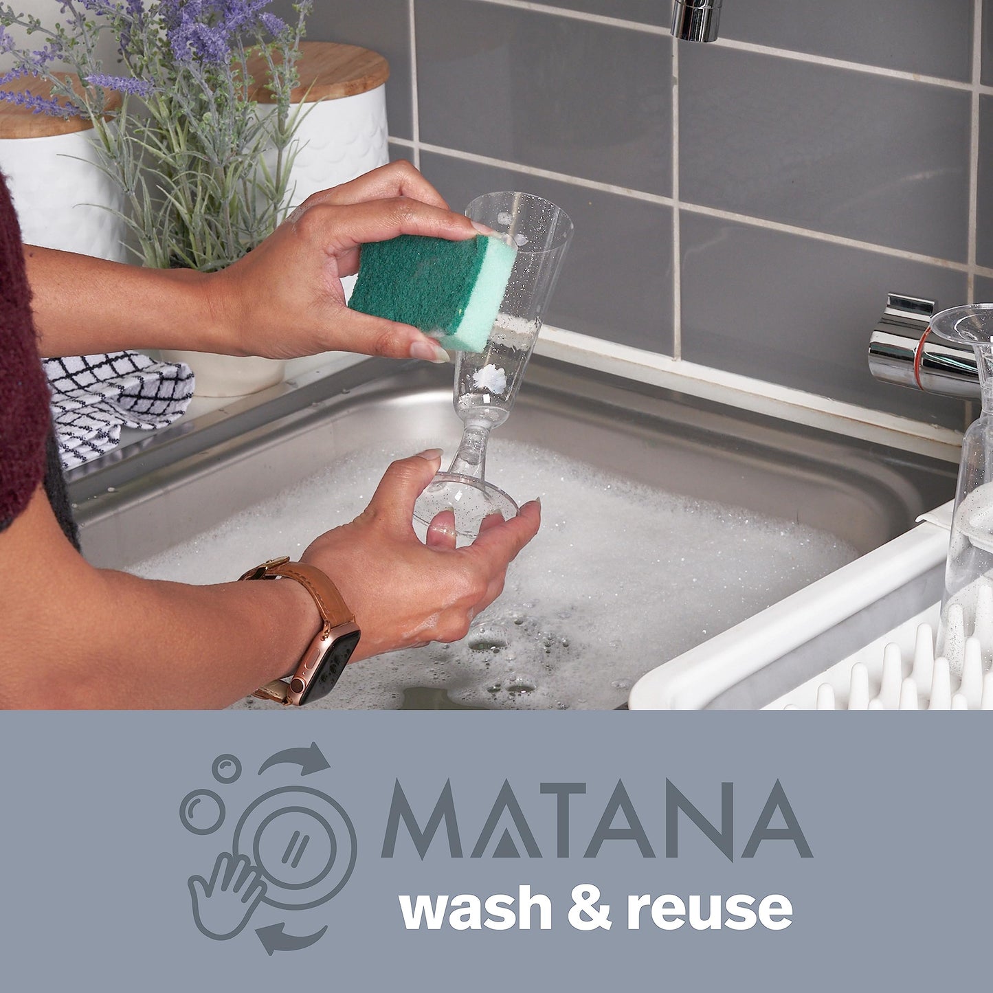 MATANA 50 Premium Elegante Sektgläser aus Kunststoff mit Silberglitter, 150ml - Plastik Champagnergläser, Sektflöten, Proseccogläser für Hochzeiten, Geburtstage, Partys - Stabil & Mehrweg