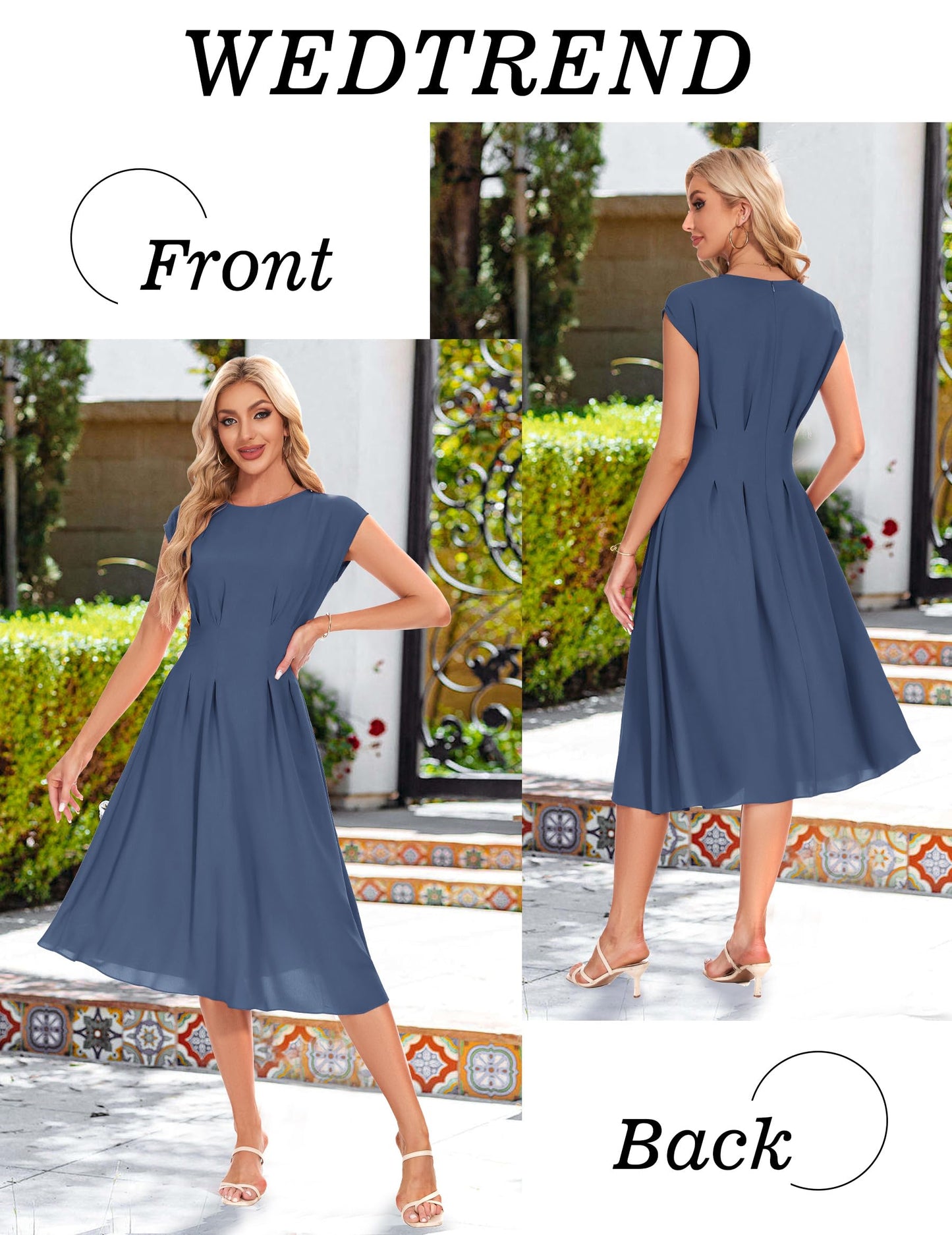 Wedtrend Elegantes Kleid Damen Kleider Sommer Festliches Sommerkleid Damen Festliches Kleid WTP30012 Denim Bluee M