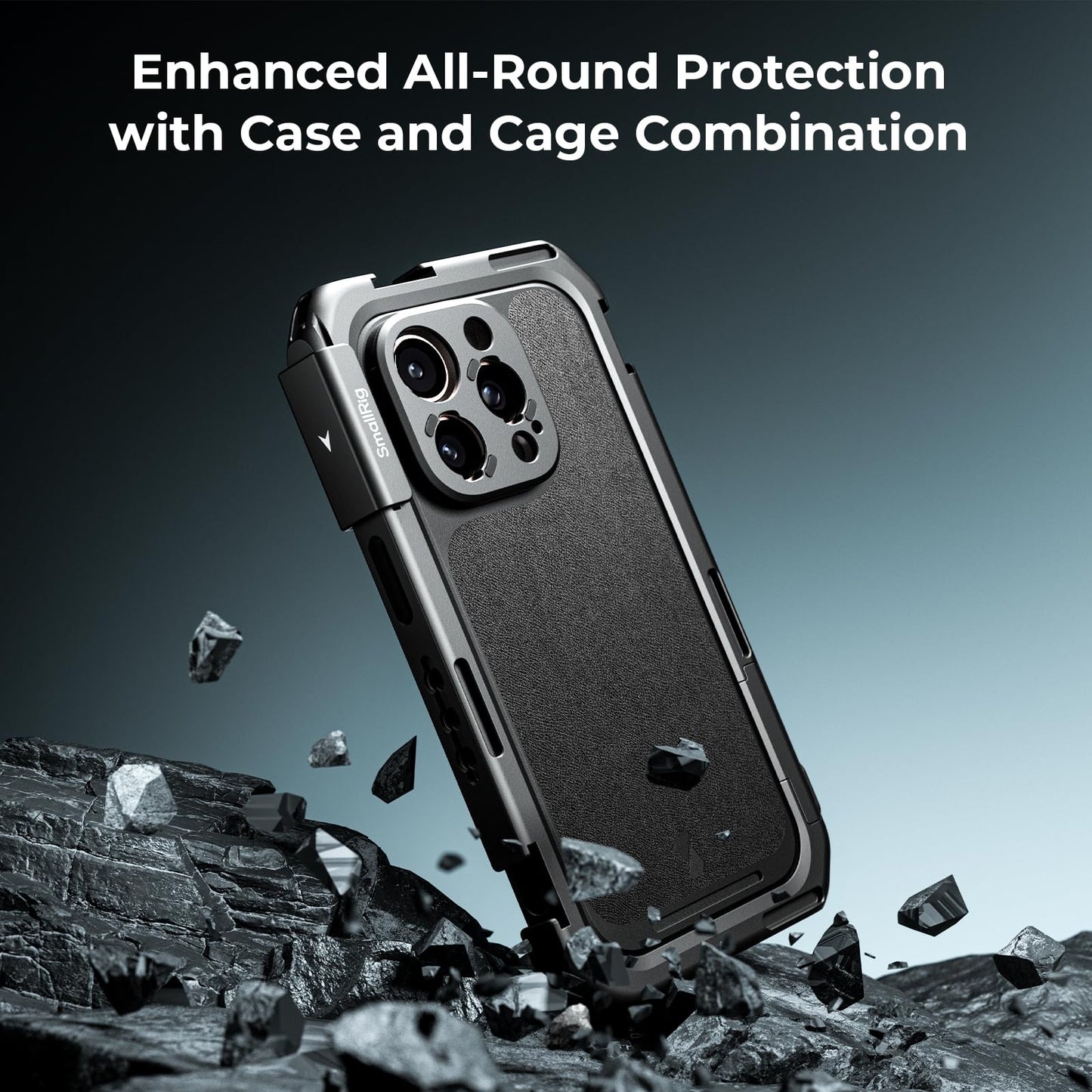 SMALLRIG Mobile Video Cage für iPhone 16 Pro, Telefonkäfig mit Telefonhülle mit T-Mount-Objektivrückplatte, Unterstützung für MagSafe, Schnellverschluss-Telefonvideo-Rig für Videografie, – 4828