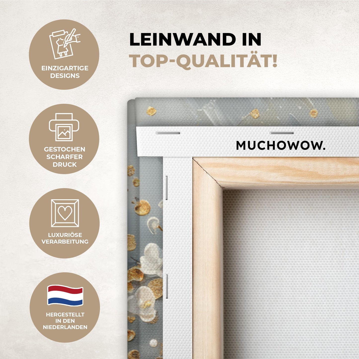 MuchoWow© Leinwand Bilder Groß 120x80 cm XXL Wanddeko Wohnzimmer Aesthetic Room Decor Deko Zimmer Wandbilder Modern Bild auf Leinwand Baum - Blumen - Weiß - Natur - Kunst