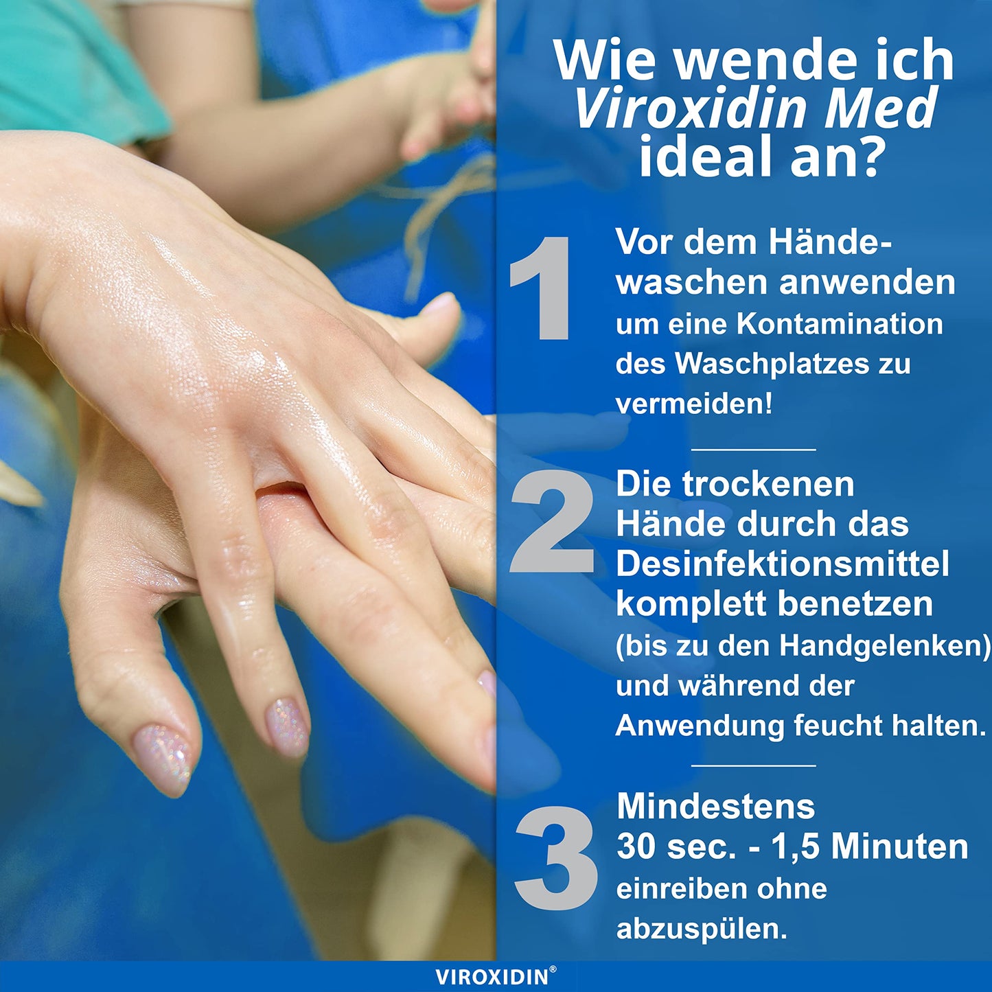 Viroxidin Med Desinfektionsmittel für Hände 5l - VERGLEICHSSIEGER - Handdesinfektionsmittel gegen Bakterien, Viren & Pilze für Hygienische Handdesinfektion - Begrenzt Viruzid PLUS gem. EN 14776