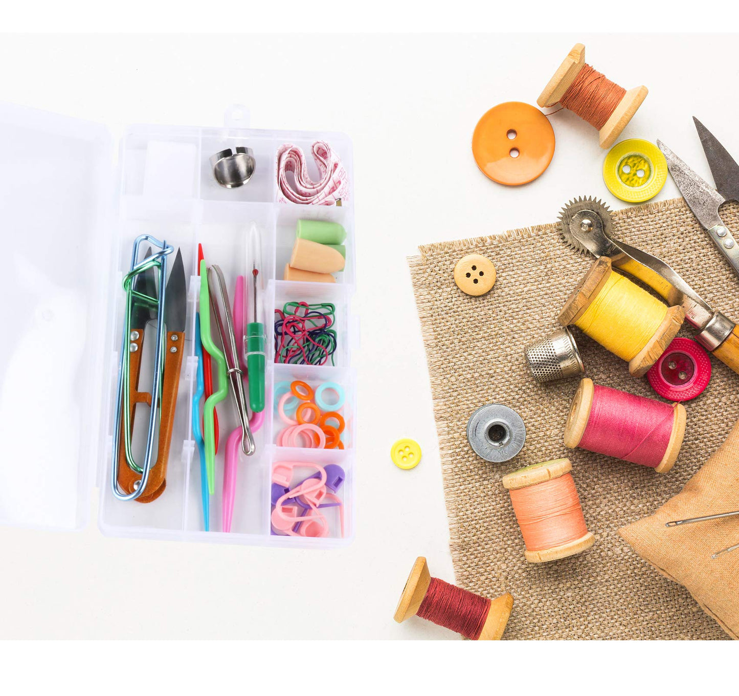 ilauke 6 Stück Fächer Aufbewahrungsbox, Plastik Aufbewahrungsbox Schmuck Aufbewahrungsbox Sortierboxen 15 Raster für Veranstalter Perlen Ohrring, Einstellbar Sortimentskasten