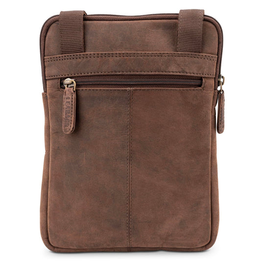 LEABAGS Leder Umhängetasche Herren & Damen I Messenger Bag mit Schultergurt I Schultertasche I Arbeitstasche I Tragetasche I Handtasche I Echtleder Tasche I Nature Dunkelbraun