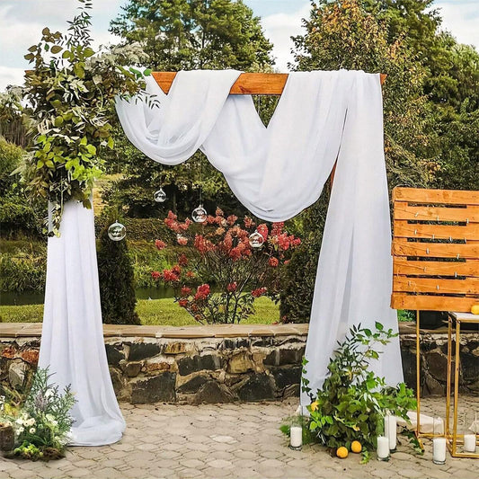 JTOOYS Weißer Vorhang für Hochzeit, 1 Stück, 130 x 550 cm, Vorhang, Hochzeitsbogen, Wandbehang, romantisch, Hochzeit, Dekoration für Wohnzimmer, Hochzeitsfeier, Zeremonie, Bühnendekoration