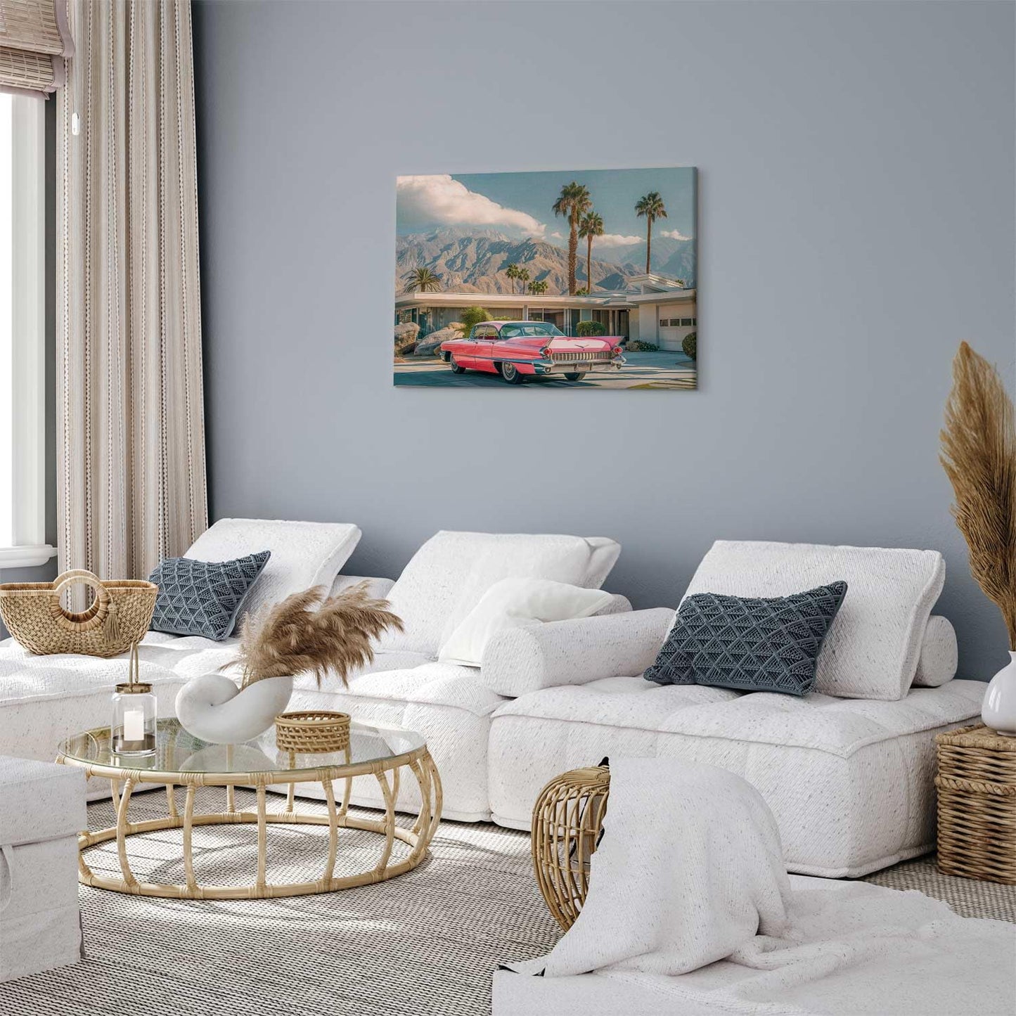 murando - Wandbilder Summer Vibes 60x40 cm 1 tlg Wand Deko Leinwand Bilder Groß Wanddeko Wohnzimmer Schlafzimmer Kunstdrucke Feiertage Sommerlandschaft Sommer Cadillac Eldorado c-H-10030-b-a