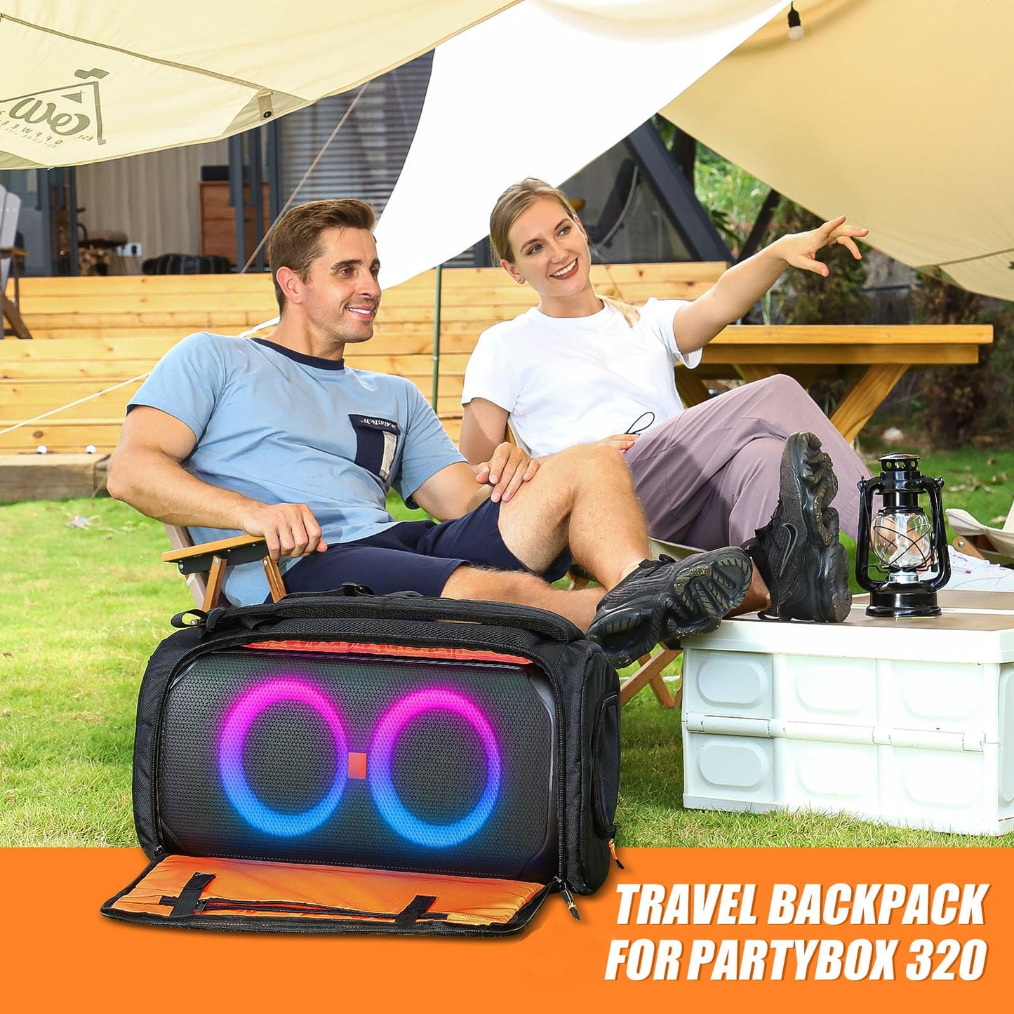 LICHIFIT Aufbewahrungstasche, tragbarer Reiserucksack für JBL PARTYBOX 320 Bluetooth-Lautsprecher, Schutzhülle, Hülle, Tragetasche, Schwarz , Kompakt