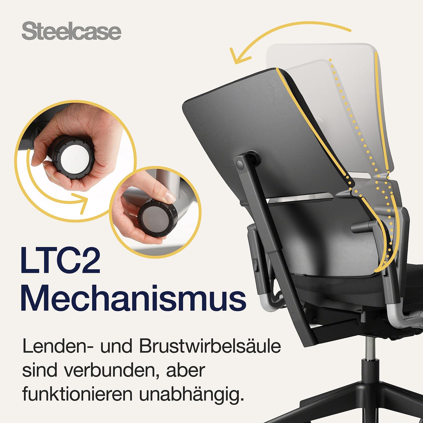 Steelcase Please Ergonomischer Bürodrehstuhl mit höhenverstellbarer Lumbalstütze Onyx Schwarz