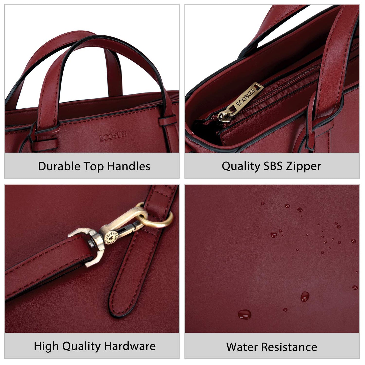 ECOSUSI Rucksack Damen Handtasche Multifunktion 3 In 3 Tote bag Tragetasche für Die Arbeit Reisen, Rot