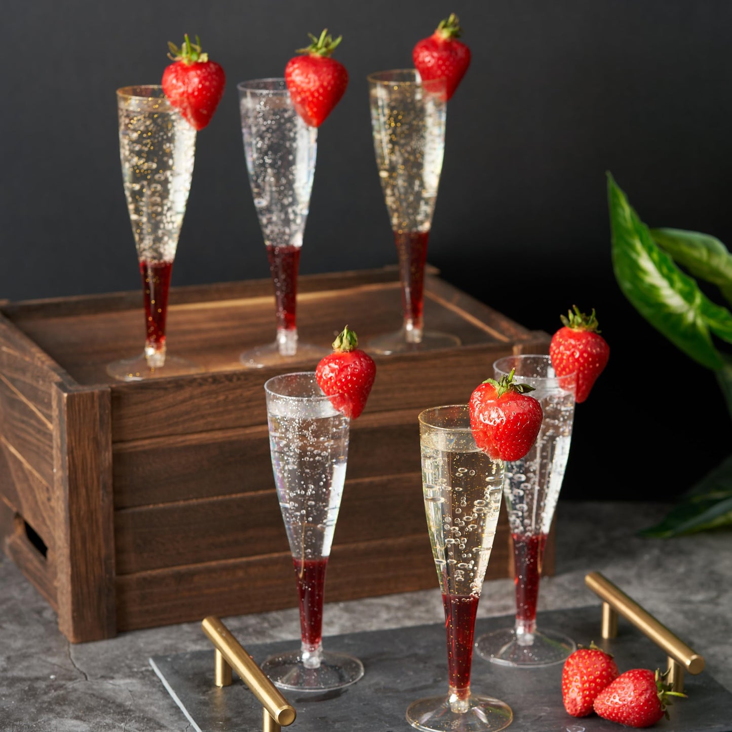 MATANA 120 Premium Sektgläser Plastik mit Silber & Goldglitter, 133ml - Sektgläser Kunststoff, Sektflöten, Champagner Gläser, Cocktailgläser, Weingläser für Hochzeiten, Partys - Stabil & Mehrweg