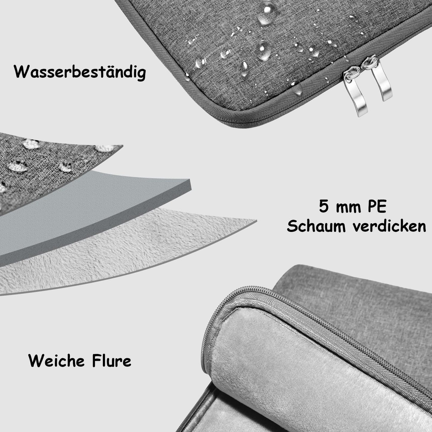 AIPIE Laptoptasche 17 17,3 Zoll Schutz Laptophülle mit Griff 2 Fach Notebooktasche Acer, Asus, Dell, HP, Lenovo Laptop Tasche Damen Mann Geschäftsreise Arbeit Aktentasche Hülle