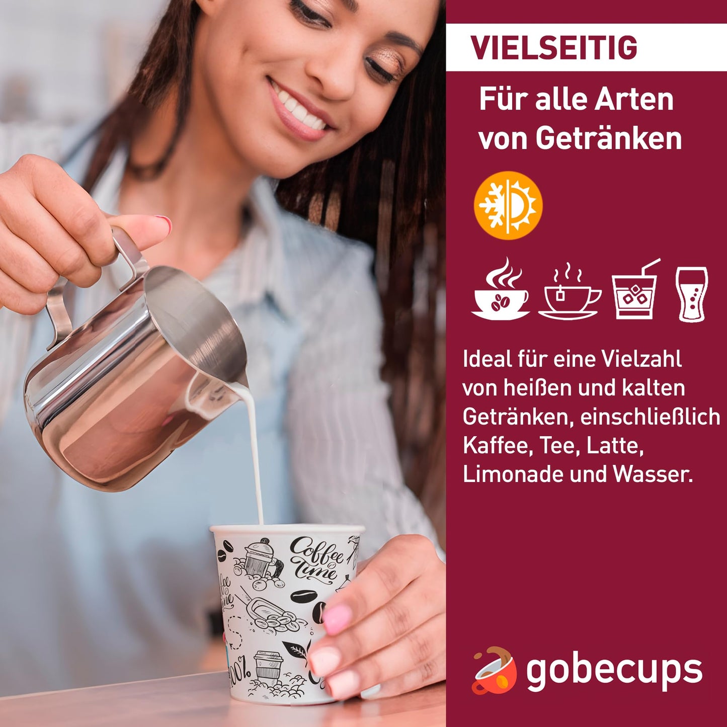 gobecups 100 Weiße Pappbecher 200 ml / 7 oz für Kaffee und Mehr, kaffeebecher pappe, kaffebecher, kaffeebecher einweg