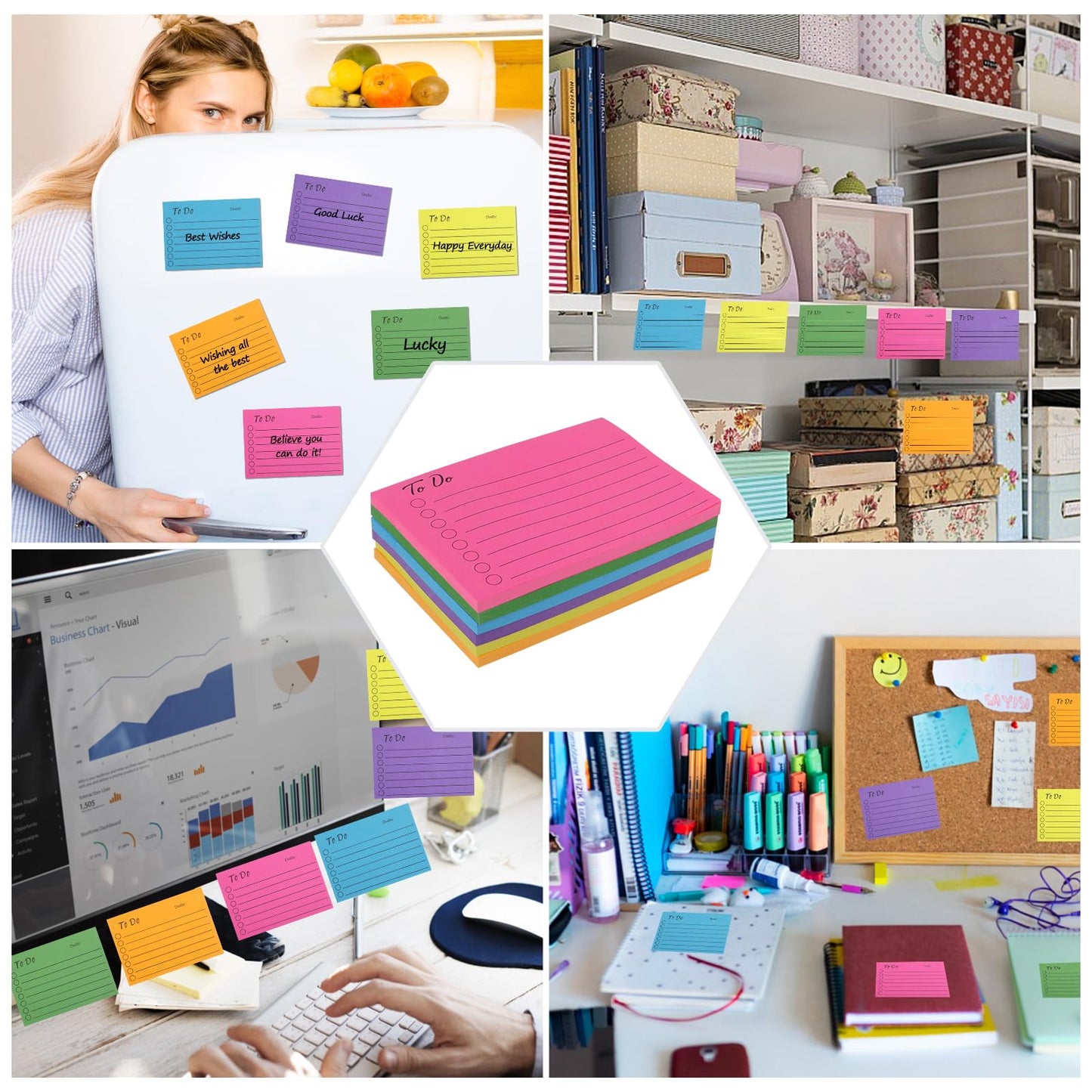 300 Blätter Haftnotizen, To Do Listen Block, Sticky Notes, Haftnotizen Klebezettel, Notizblöcke Linierte Notizzettel für Planer Erinnerung Büro Zuhause Schule Zubehör