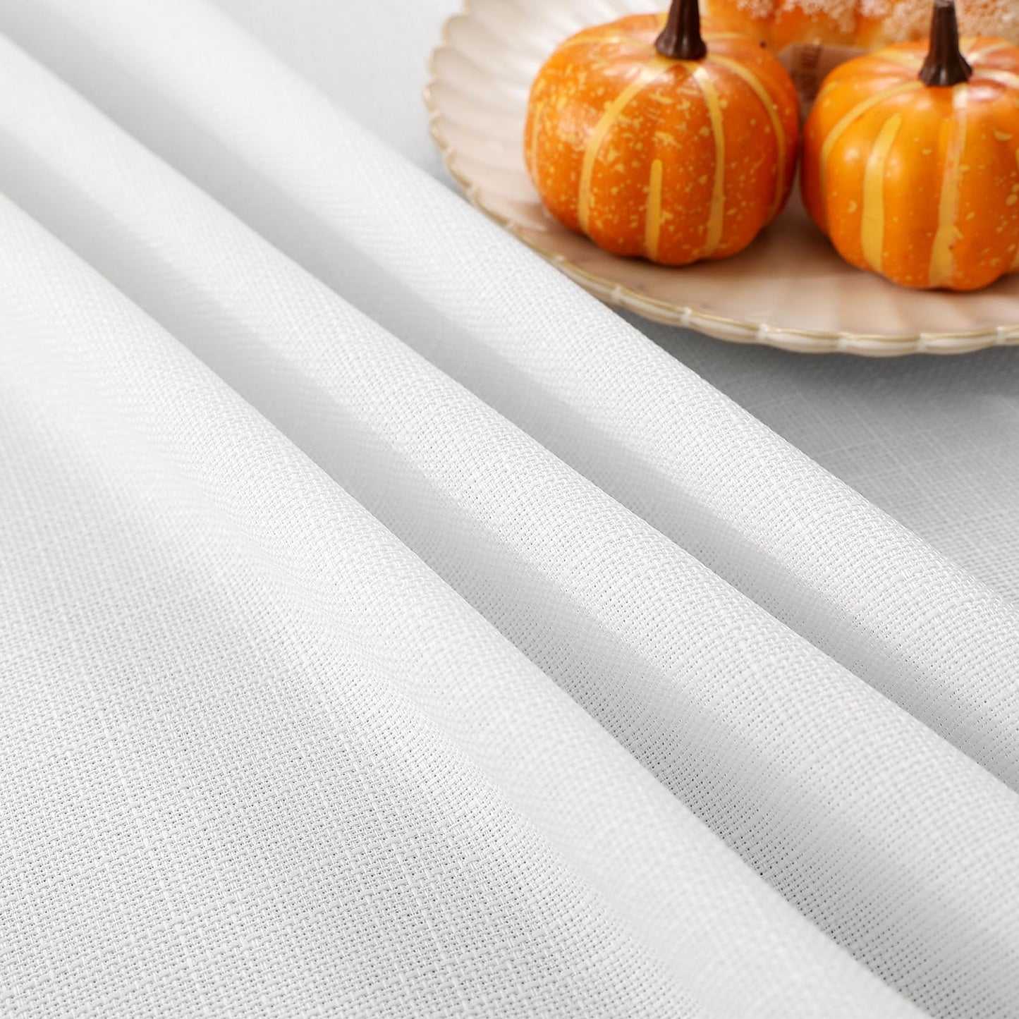 smiry Leinenoptik Tischdecke Abwaschbar Lotuseffekt Eckig 100 x 140 cm Tischtuch Leinendecke Wasserabweisend Tafeldecke Tischwäsche Fleckschutz, Weiß