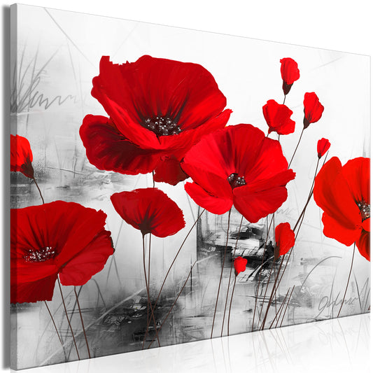 murando Wandbild Mega XXXL MohnblumenEinteiliger XXL-Format Kunstdruck zur Selbstmontage Leinwandbilder moderne Bilder DIY Wanddekoration Wohnung Deko Blumen Natur grau rot