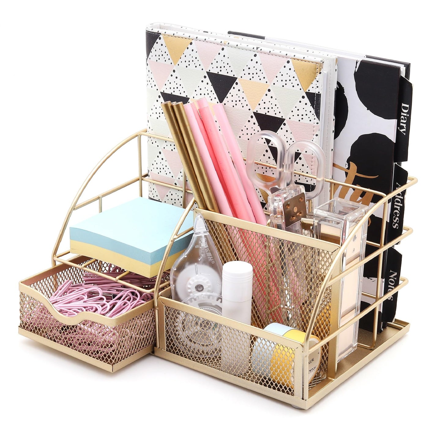 EXERZ Tisch-Organizer/Schreibtisch Organisator/Schreibtisch Tidy/Stifthalter/Multifunktions -Organisator (Goldfarben)