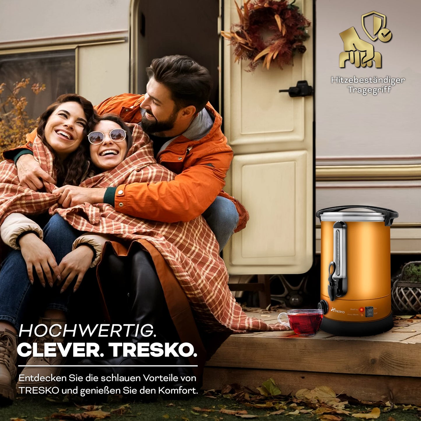 TRESKO® Glühweinkocher 10L / 1500W Einkochautomat aus Edelstahl Glühweinkessel Glühweinautomat Heißgetränkeautomat Heißwasserspender