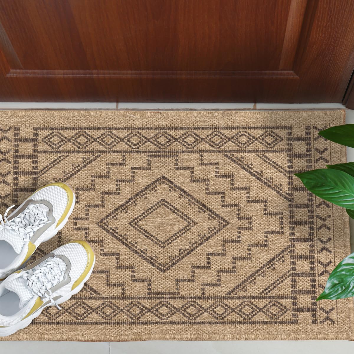 Naturteppich, Naturteppich, Böhmischer Teppich, Jute-Look, Teppich Wohnzimmer, Schlafzimmer, Flur, Außenteppich, Naturfarbe (160x230 cm, 8729 Braun)