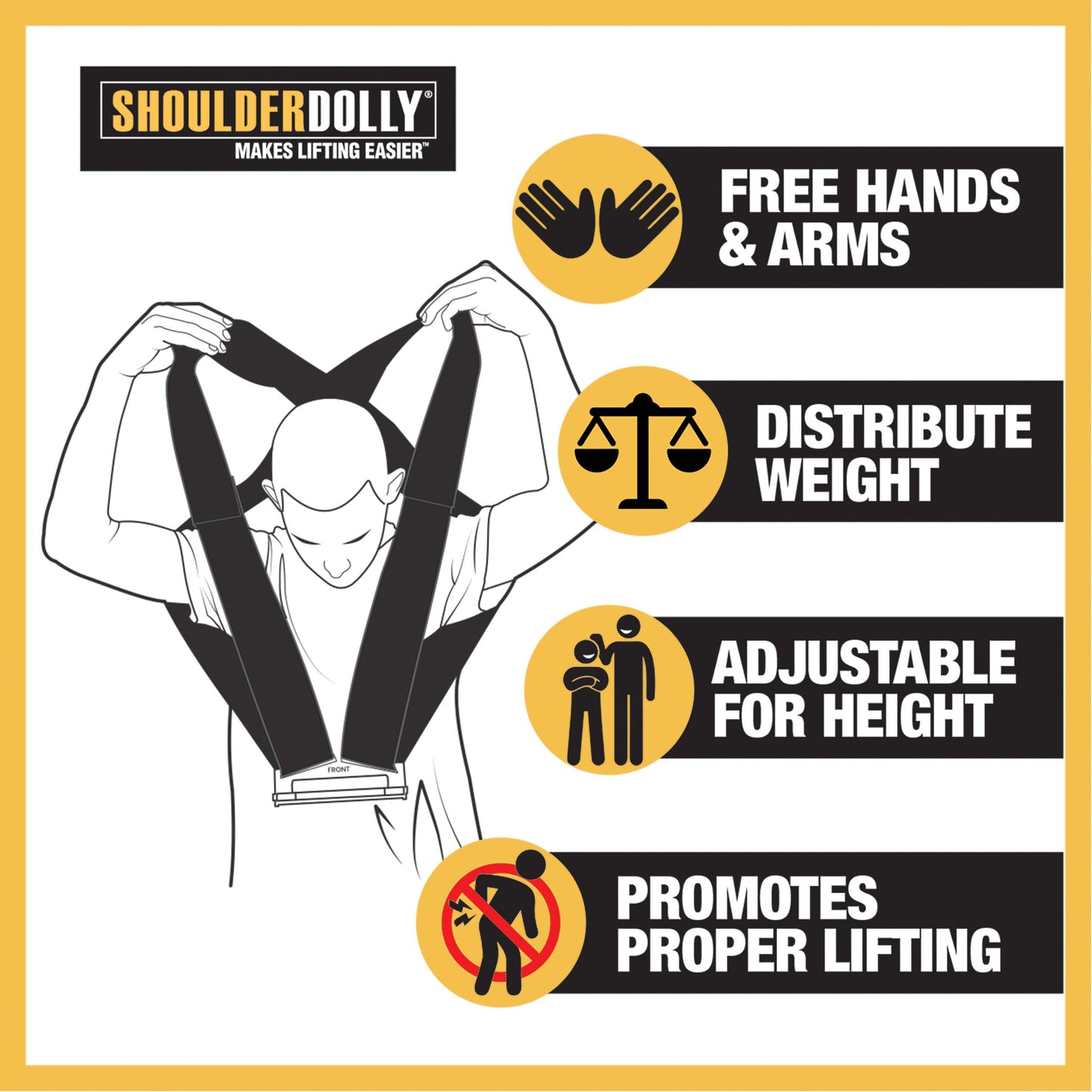 SHOULDER DOLLY 2 Personen Tragegurt, Transportgurt, Hebegurt zum Ergonomischen und Eifachen Heben Von Gegenstände bis zu 370 kg und 3,65 m Länge Möbel, Haushaltsgeräte und vieles meh LD1000