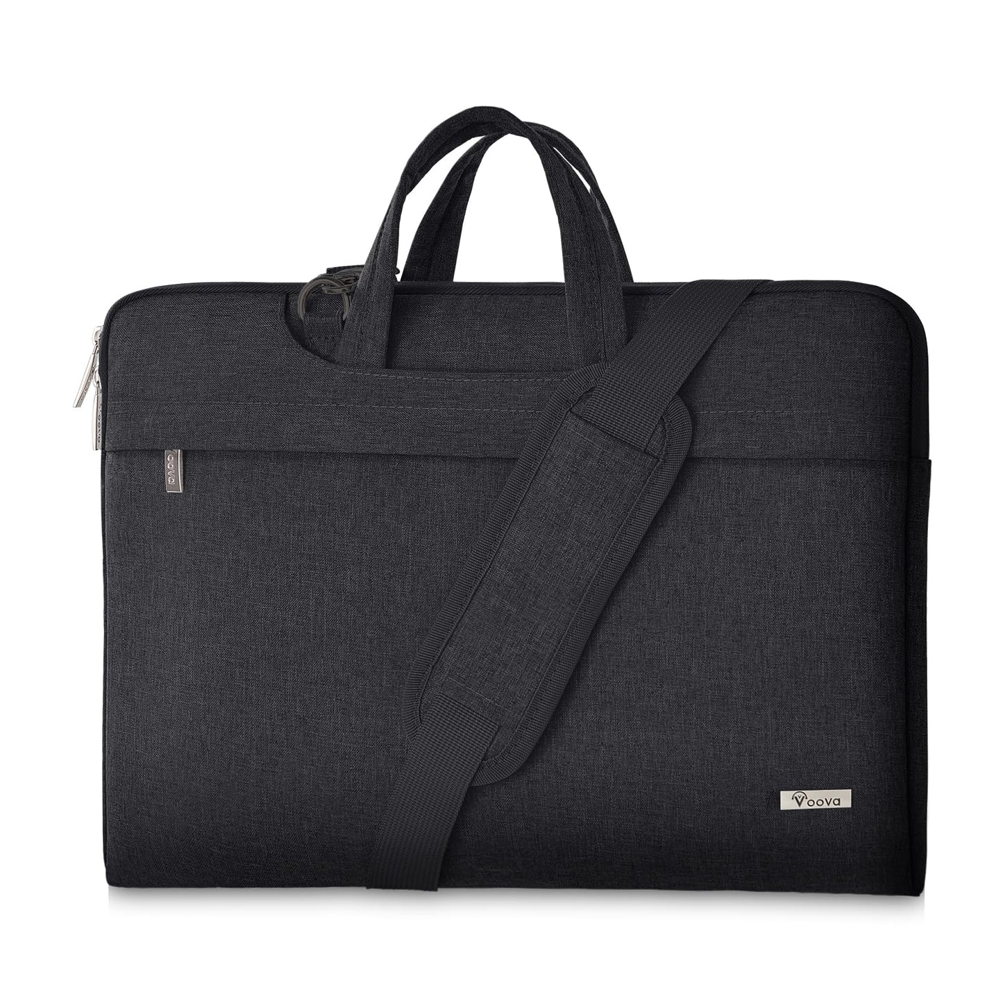 Voova Laptoptasche Tasche 15 15,6 16 Zoll Notebook Schultertasche Umhängetasche Tragetasche Notebooktasche leicht mit Versteckbarer Griff für Laptop 15.6 Schwarz