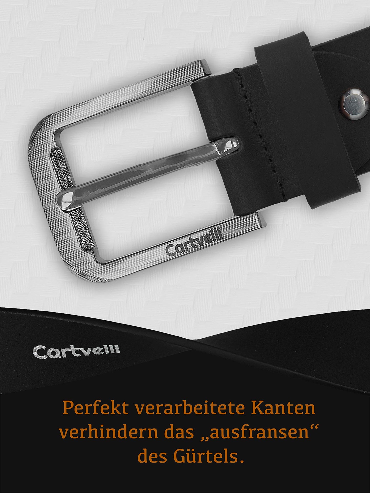 Cartvelli Premium Ledergürtel Herren Schwarz 100cm Made in Germany mit Geschenkbox Echt-Leder Herrengürtel Vollleder Jeansgürtel breiter Leder Gürtel 40mm Anzug jeans chino pants M19s-100