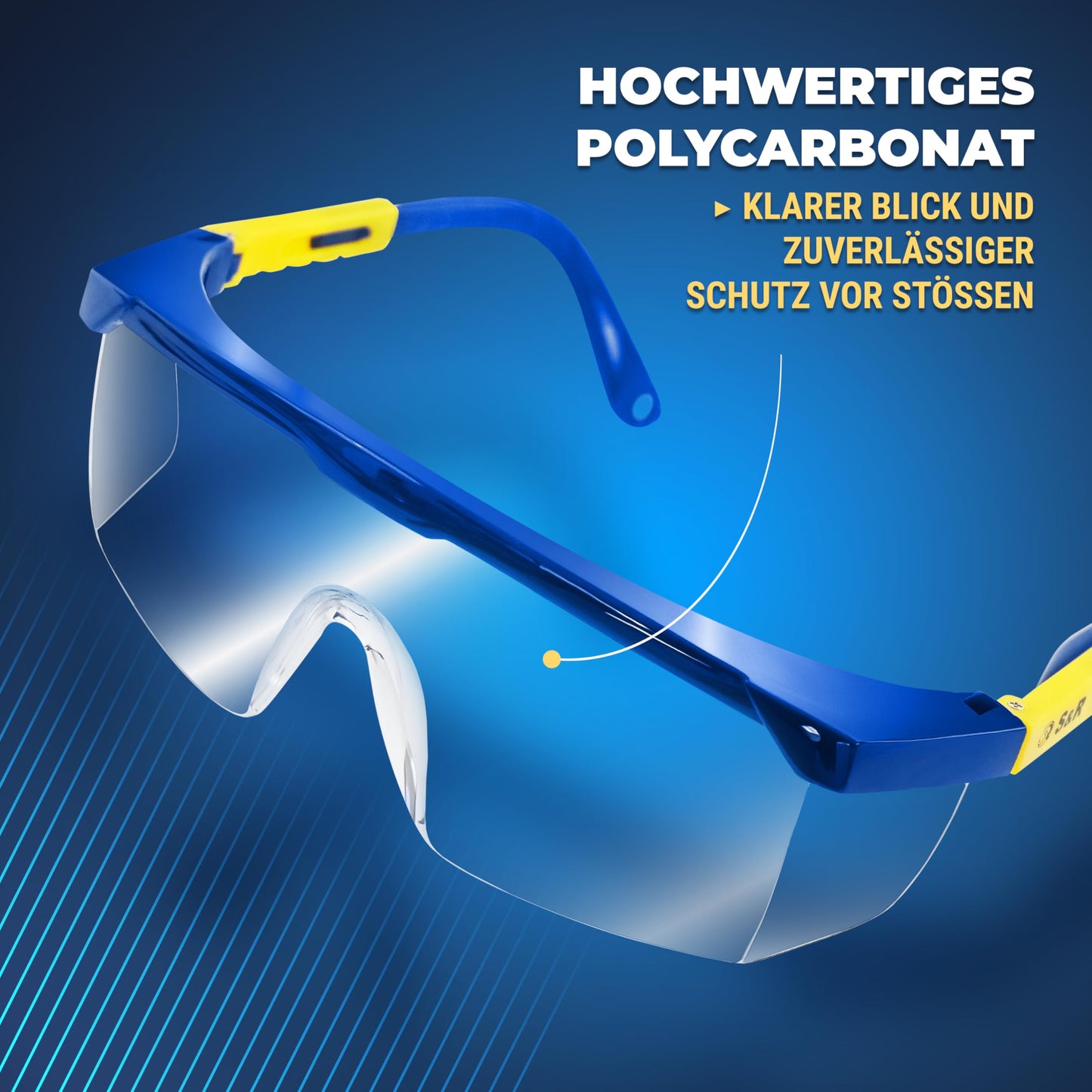 S&R Schutzbrille Set: Schlagfeste Sicherheits- und Arbeitsbrille mit UV-Schutz – Transparente Vollsicht-Überbrille aus Polycarbonat für optimalen Augenschutz