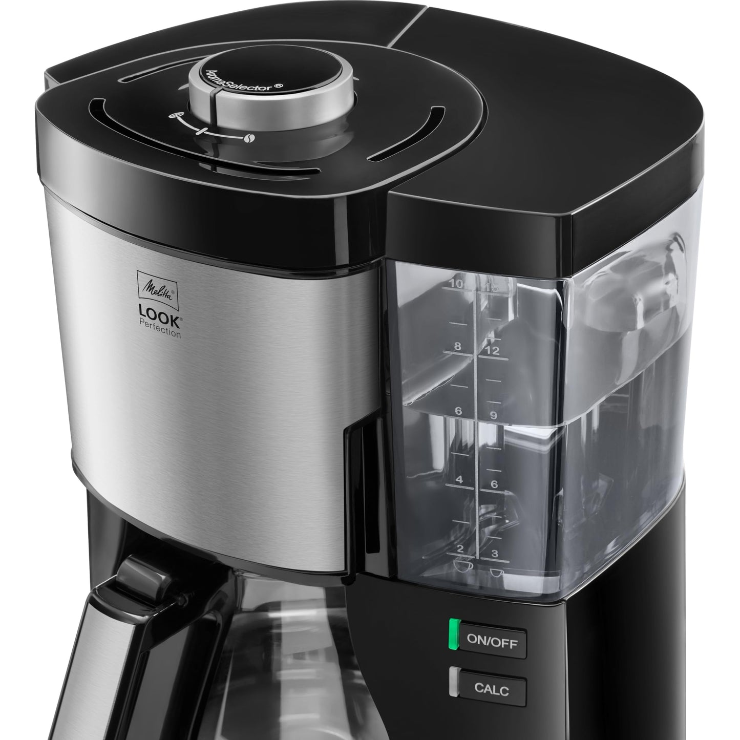 Melitta Look Perfection – Kaffeemaschine mit abnehmbarem Wassertank, Filterkaffeemaschine mit Glaskanne und Tropfstopp, für bis zu 10 Tassen Kaffee, schwarz