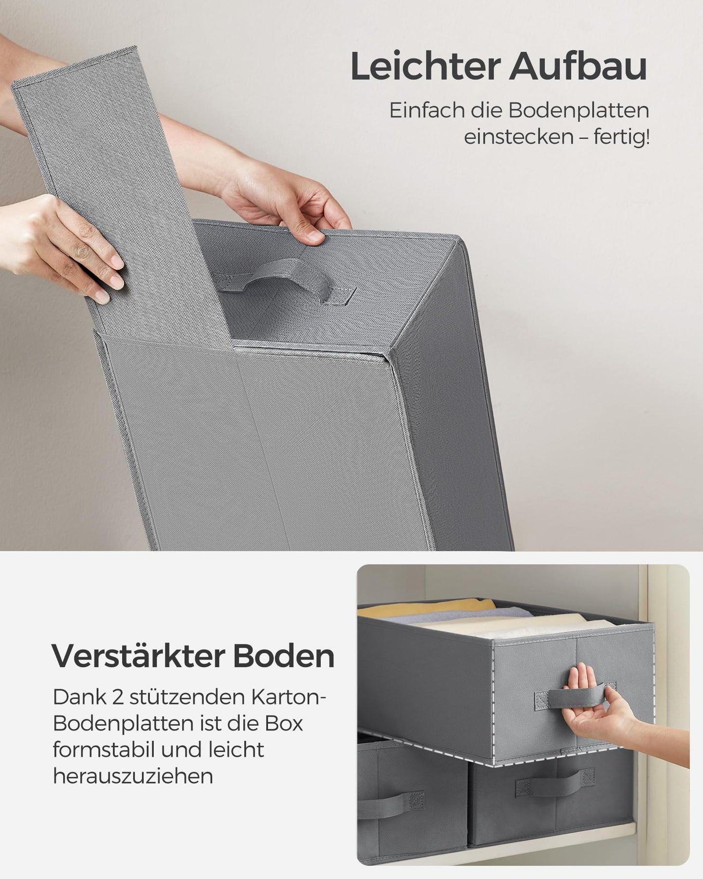 SONGMICS Kleiderschrank-Organizer 4er Set, Aufbewahrungsbox 6 Fächer, Schubladen-Ordnungssystem, Ordnungsboxen faltbar, 42 x 30 x 17 cm, für Hosen, Kleidung, taubengrau RUS009G04