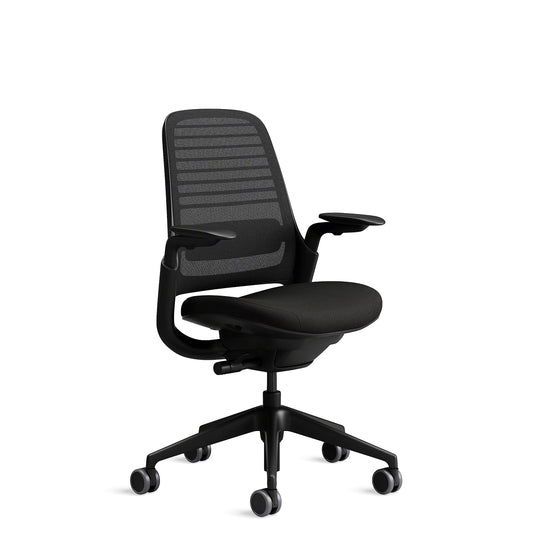 Steelcase Series 1 Ergonomischer Bürostuhl mit LiveBack Lumbalstütze und 4D-Armlehnen Onyx Schwarz