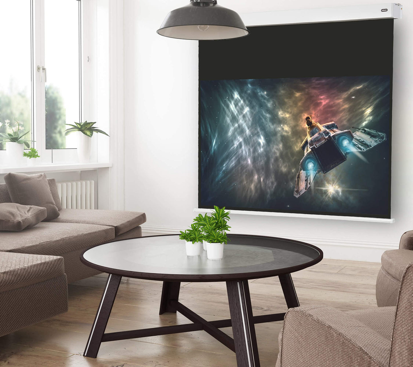 100" Zoll Rollo-Leinwand celexon Professional 1:1 | 180x180 cm weiß | 4K Full HD 3D | ausziehbare Beamer-Leinwand für das Büro oder Heimkino-Projektionen | Decken- & Wand-Montage | wählbare Größen