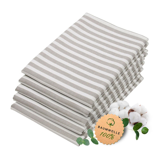 ZOLLNER 5er Set Geschirrtücher Baumwolle in 50x70 cm - saugstarke und langlebige Küchentücher - waschbar bis 60°C – in grau gestreift- Gastronomiequalität - Oeko Tex® Zertifiziert