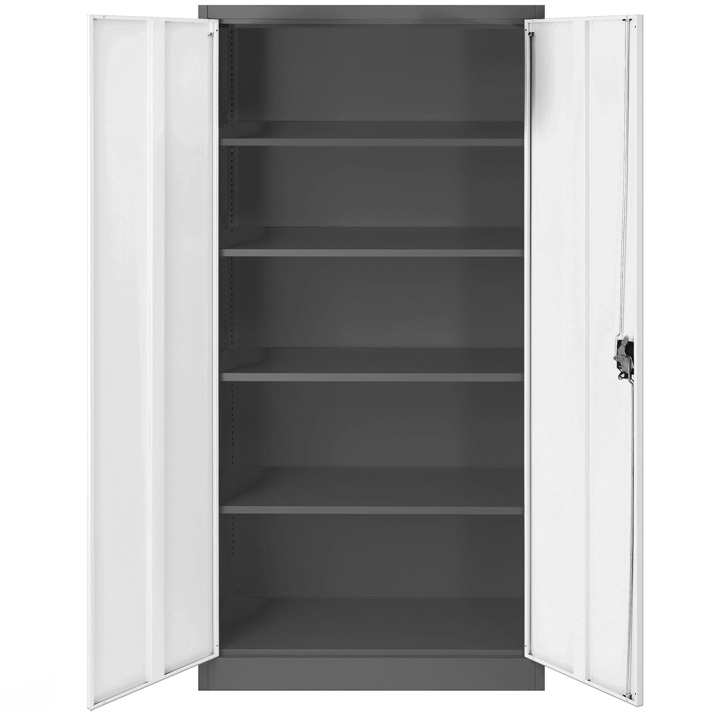 Jan Nowak Aktenschrank C001H Büroschrank Metallschrank Stahlschrank Werkzeugschrank Stahlblech Pulverbeschichtet Flügeltürschrank Abschließbar 195 cm x 90 cm x 40 cm (anthrazit/weiß)
