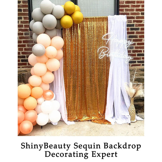 ShinyBeauty Sequin Backdrop - Backdrop Photography and Photo Booth Backdrop for Wedding/Party/Photography/Curtain/Birthday/Christmas/Prom/Other Event Decor - 4FTx6FT(48inx72in) (Gold) by ShinyBeauty