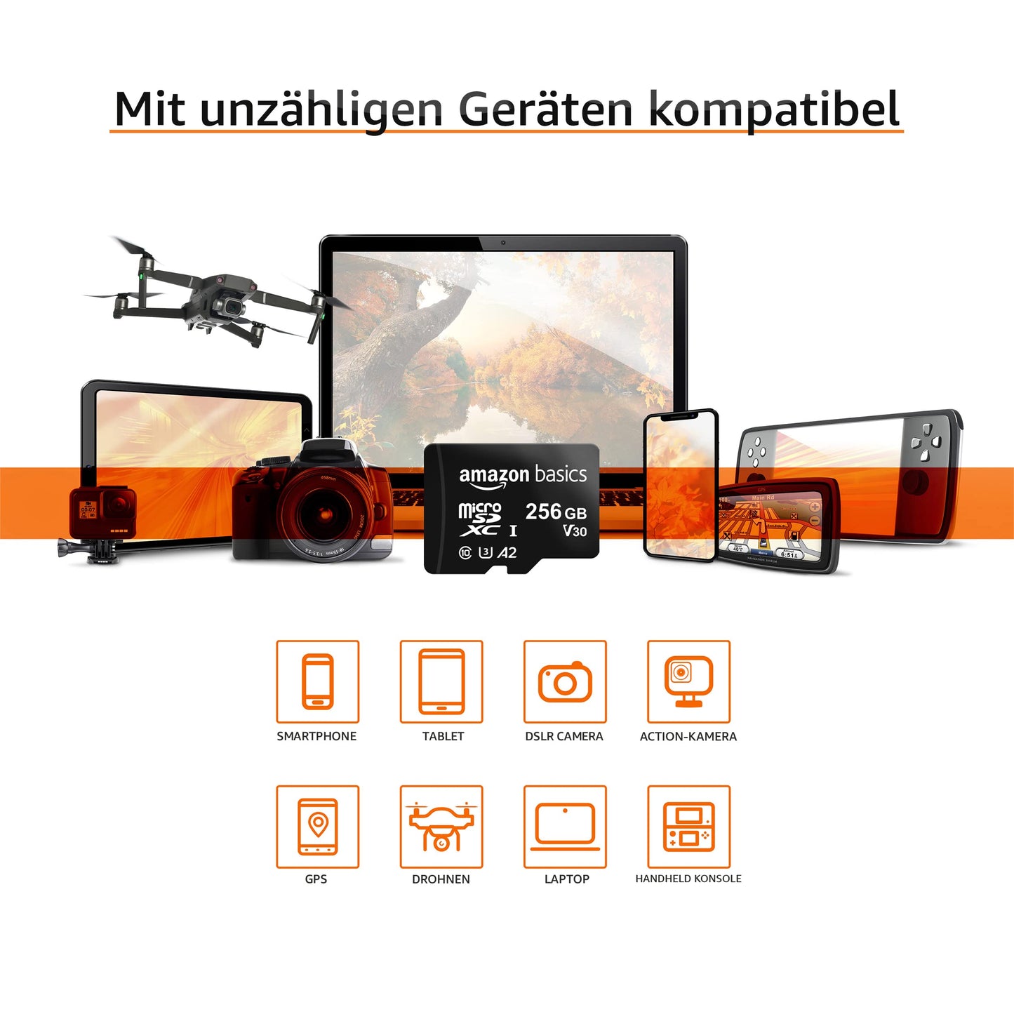 Amazon Basics MicroSDXC, 256 GB, mit SD Adapter, A2, U3, Lesegeschwindigkeit bis zu 100 MB/s, Schwarz