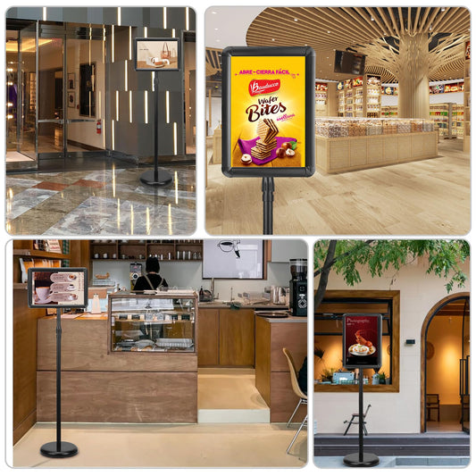 Hisredsun Infoständer A4, Höhenverstellbar Informationsständer, 360° Drehbarer Präsentationsständer Für Bodenschildständer, Werbeständer, Posterständer, Schildhalterständer Für Indoor Outdoor