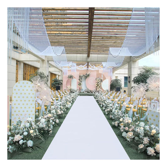 Gdmokle Weiß Hochzeitsteppich Gangläufer, 2,5mm Dicke Hochzeit Läufer Event Teppich, 1m x 10m Messeteppich Polyester-Stoff Teppich-Boden für Drinnen und Draußen