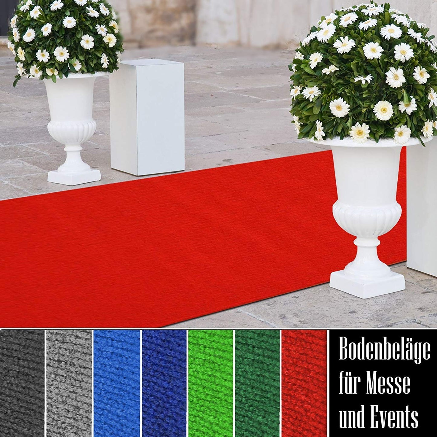 Floordirekt Roter Teppich 100 x 300 cm - VIP Läufer Event Teppich Premierenteppich Empfangsteppich Messeteppich Hochzeitsteppich - Wunschmaß