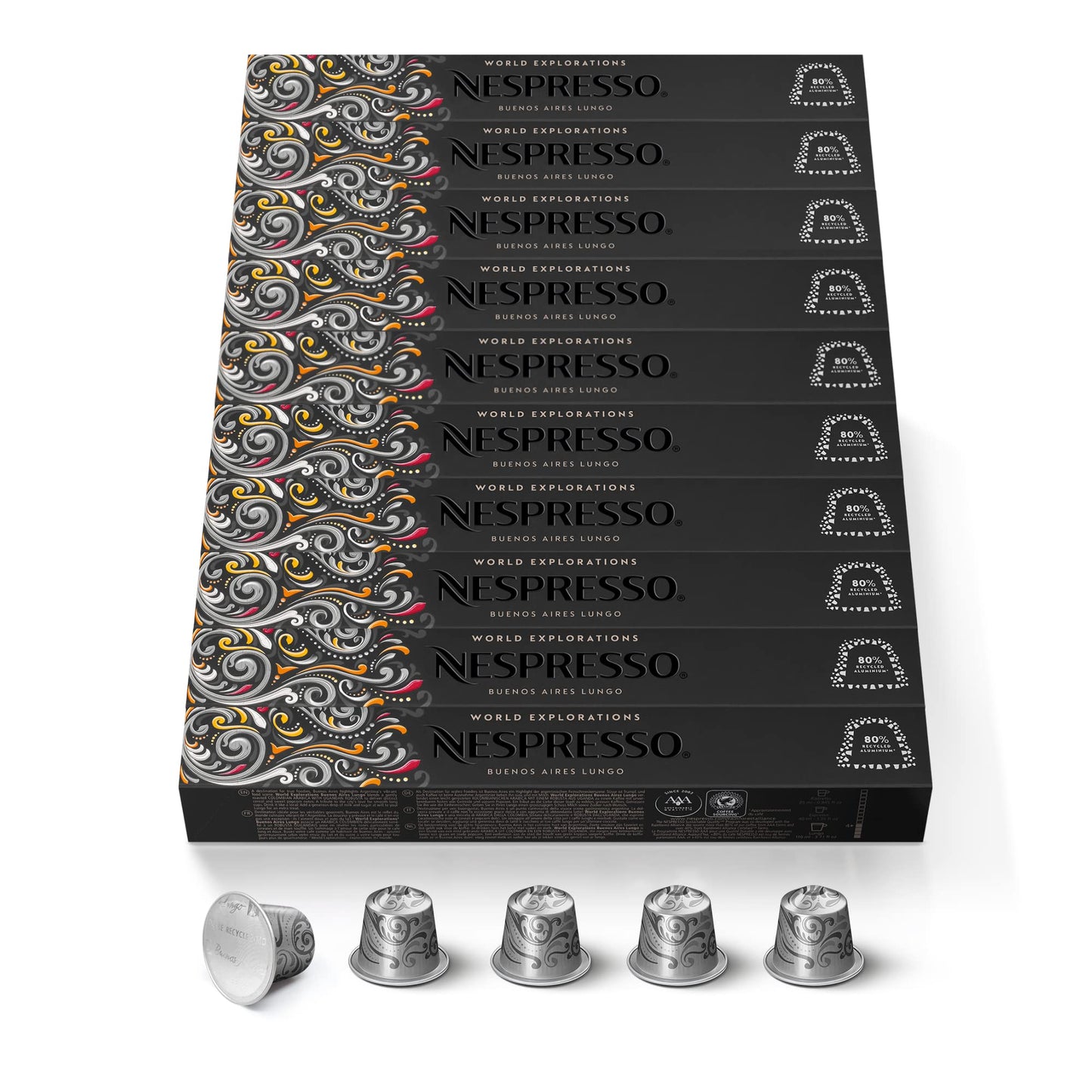 NESPRESSO ORIGINAL Buenos Aires Lungo, Mittlere Röstung, Kompatibel mit ORIGINAL Kaffeemaschinen, Kapsel Set aus 100 Kaffeekapseln