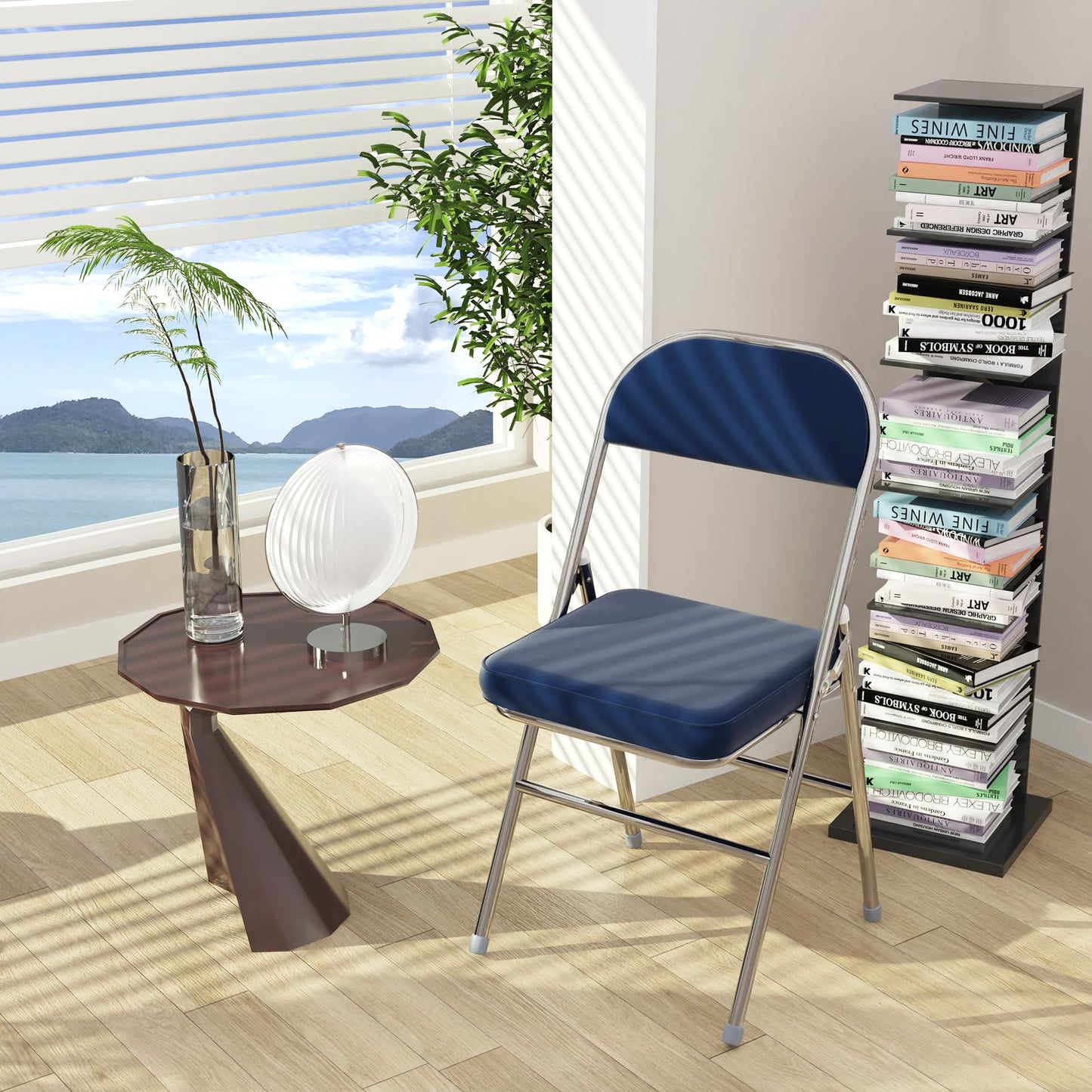 Chleby Klappstuhl 2er Set Dunkelblau – Bequemer Lederbezug mit dickem Kissen
