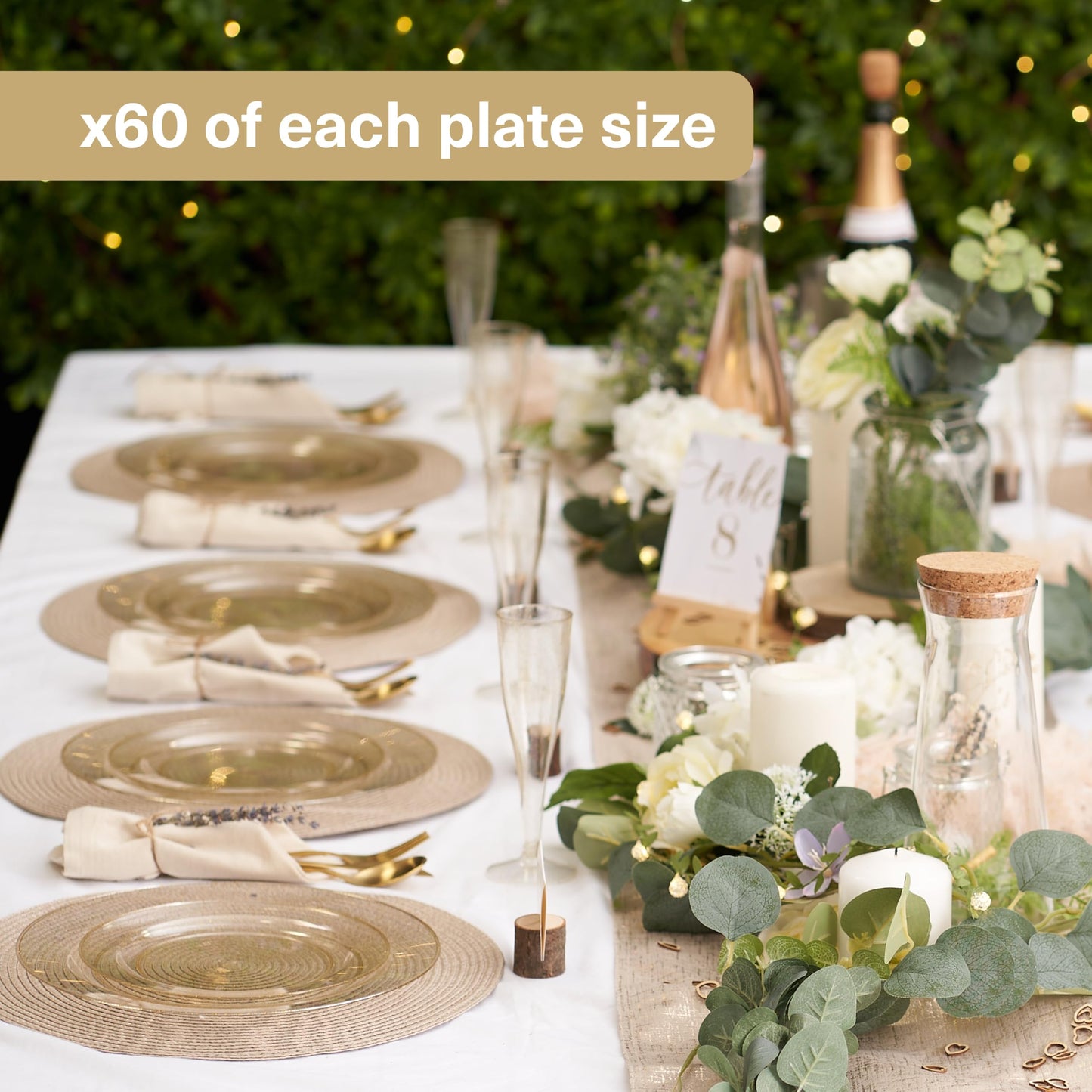 MATANA 120 Premium Plastikteller mit Goldglitter, Hartplastik Teller Gold (2 Größen) - Plastikteller Mehrweg, Kunststoffteller, Partyteller für Hochzeiten, Geburtstage, Partys - Elegantes Party Teller