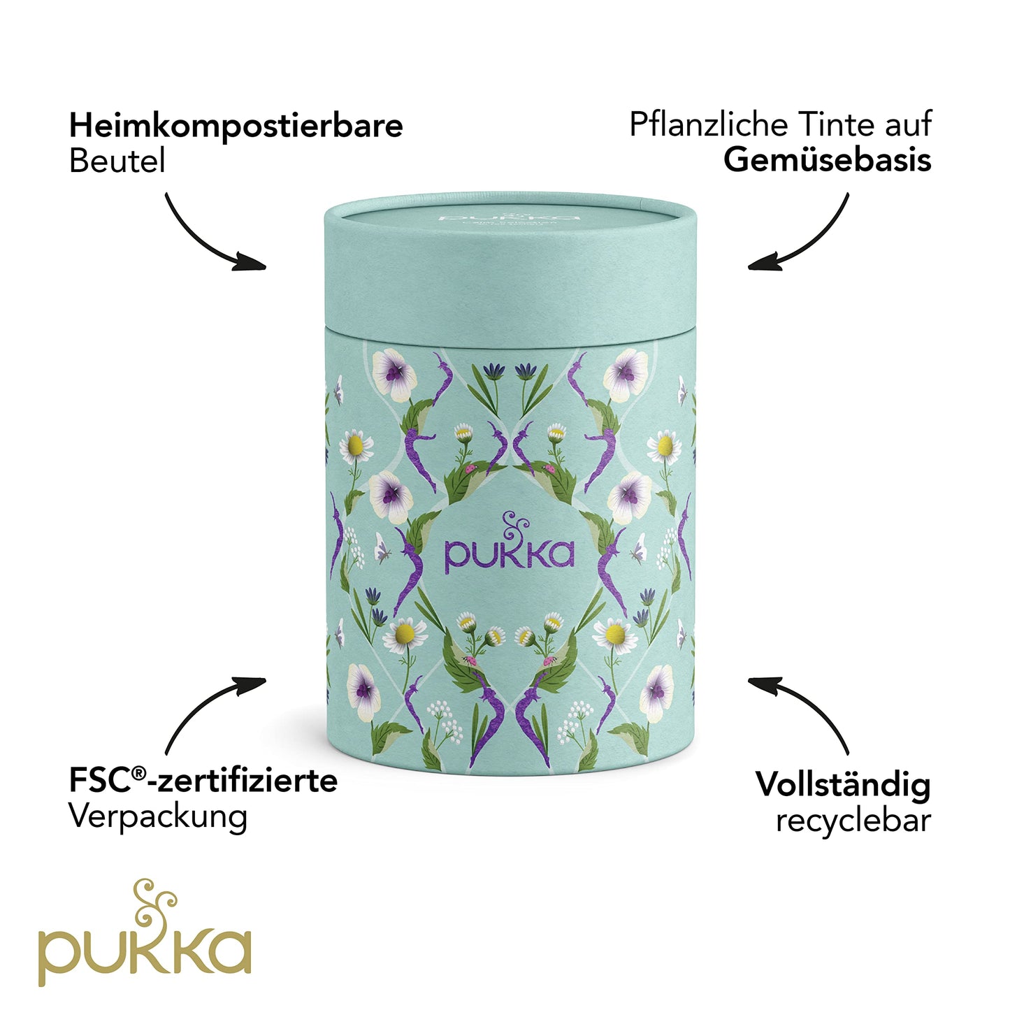 Pukka Tee Geschenkset, Bio Tee Dose "Seelenzauber", Manuka Honig, Kamille, Tee Set, Geschenkidee, 5 Varianten,30 Teebeutel