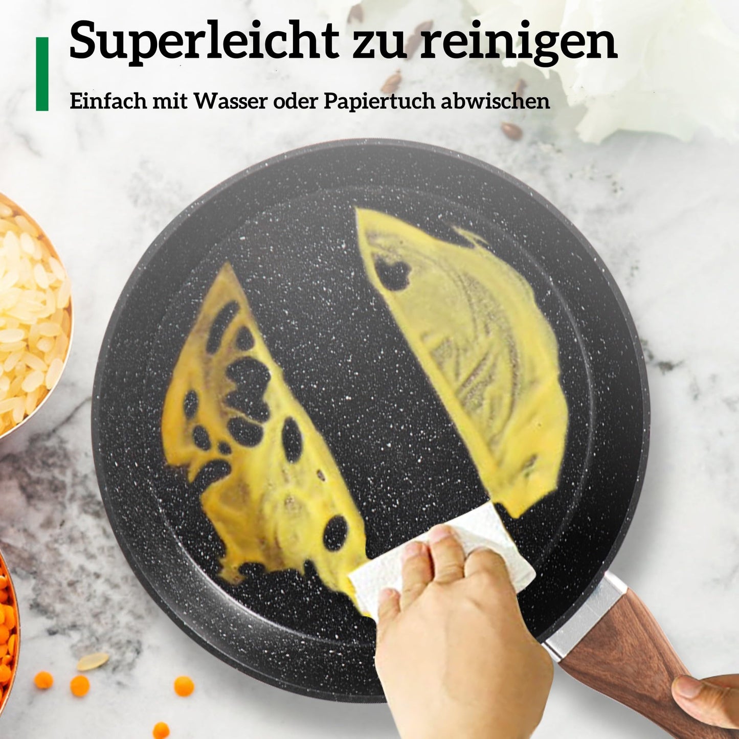 Kitchen Academy Topfset 17-teiliges Induktions-Kochgeschirr-Set mit Glasdeckeln und Granitbeschichtung inkl. Pfannen und Töpfe (schwarz 17 tlg)