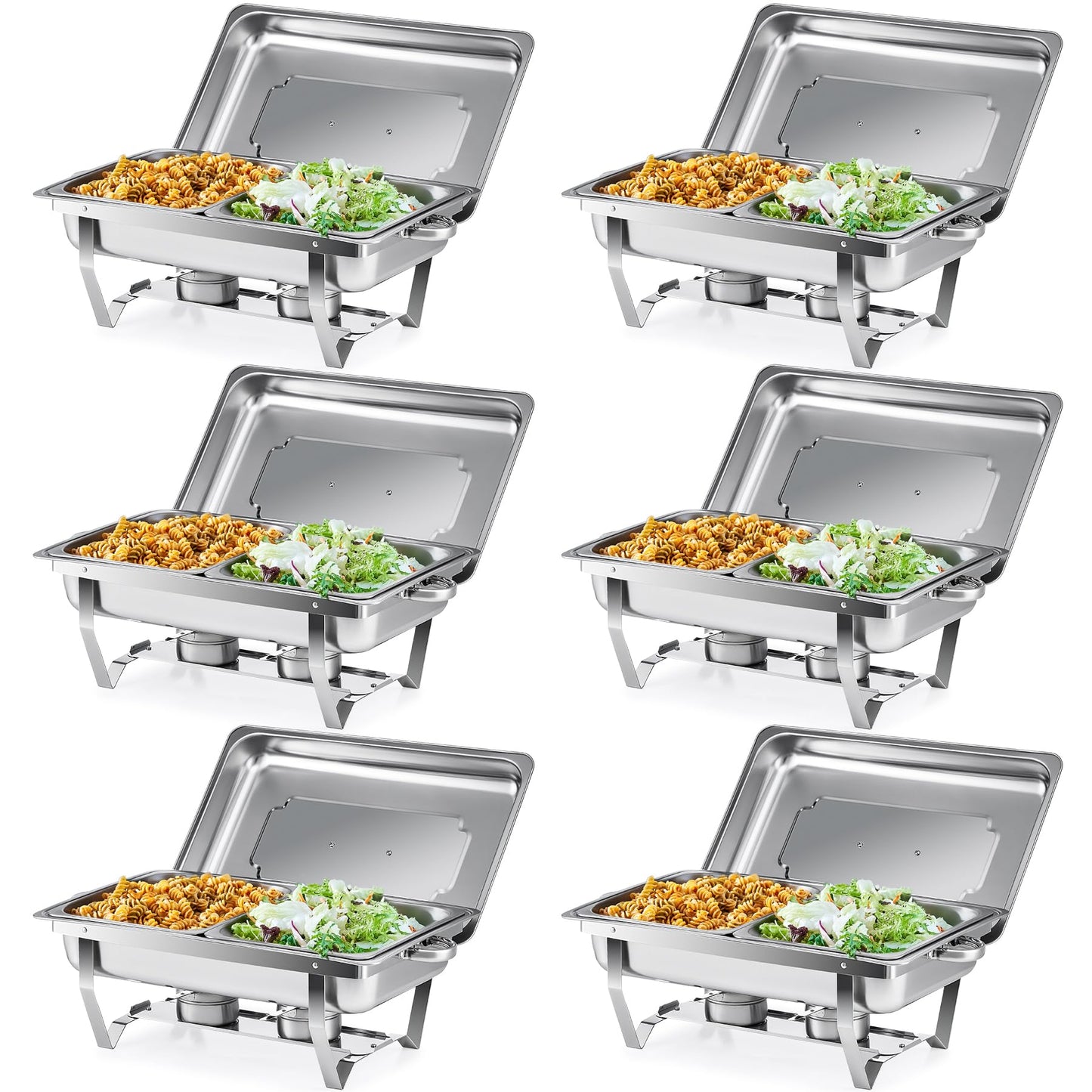 Wilprep 9L Chafing Dish Buffet Behälter 1/2 Lunchbox Buffet aus Edelstahl Warmhaltebehälter für Buffet Catering und Partys (6 Stück - 12 x 1/2 Behälter)