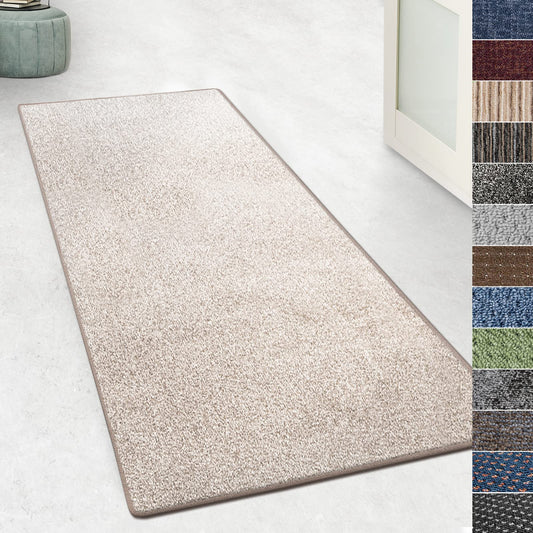 KARAT Teppich Läufer für Küche, Flur & Wohnraum - Teppichläufer auf Maß - Meterware - Flurteppich - Küchenläufer - Wohnzimmer Teppich (80 x 200 cm, Lyon - Beige)