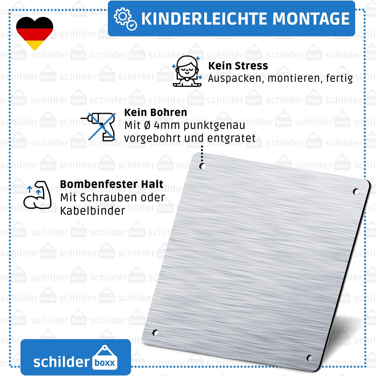 SCHILDERBOXX® 2er Set Schild Videoüberwachung DSGVO [15x15cm, 100% Alu, 4x Bohrlöcher] - Ideales Hinweisschild Videoüberwachung Aufkleber, Grundstück Videoüberwacht Schild, Kamera Überwachung Schild