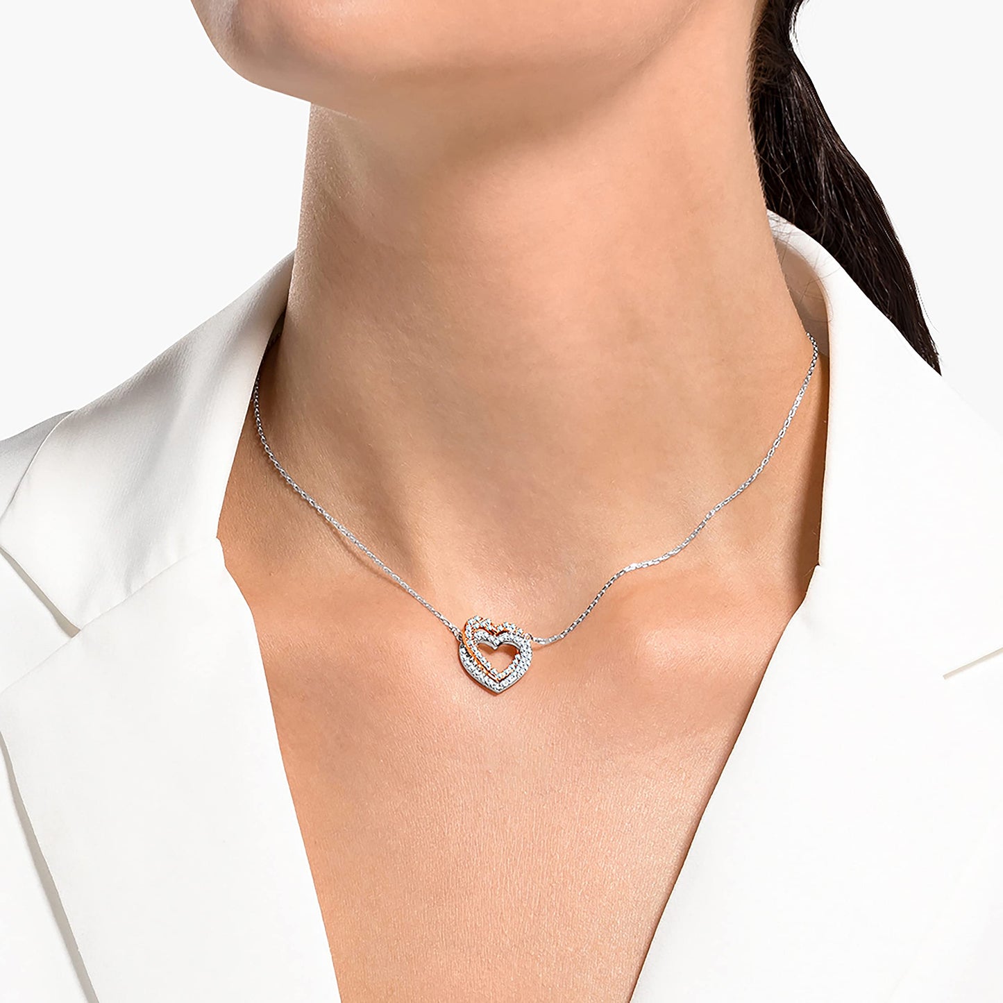 Swarovski Hyperbola Halskette, Herz, Weiß, Metallmix