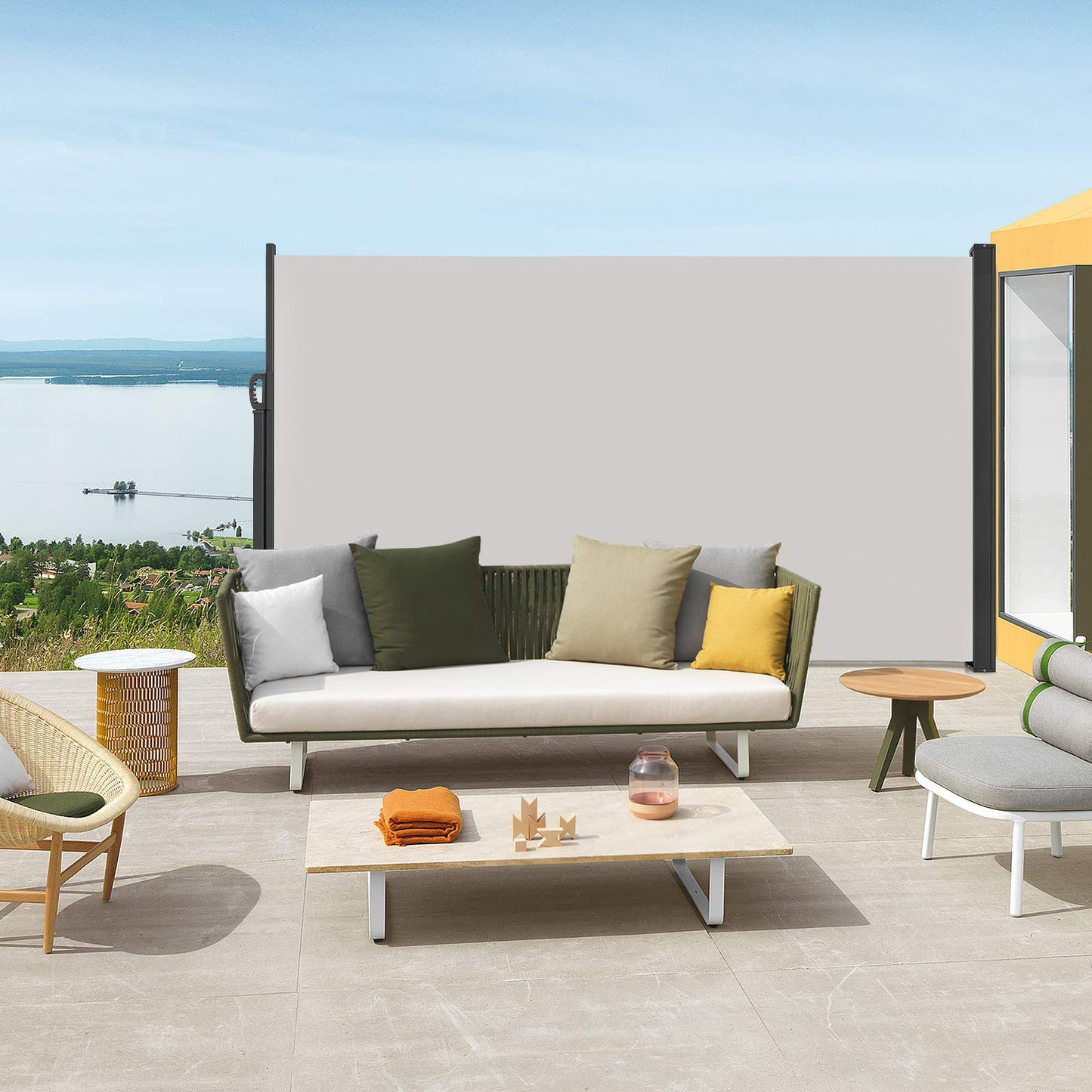 HENGMEI 180x300cm Seitenmarkise ausziehbar Sonnenschutz Sichtschutz Windschutz Verschiedene Größen für Terrasse Camping Garden (180 cm, Grau)