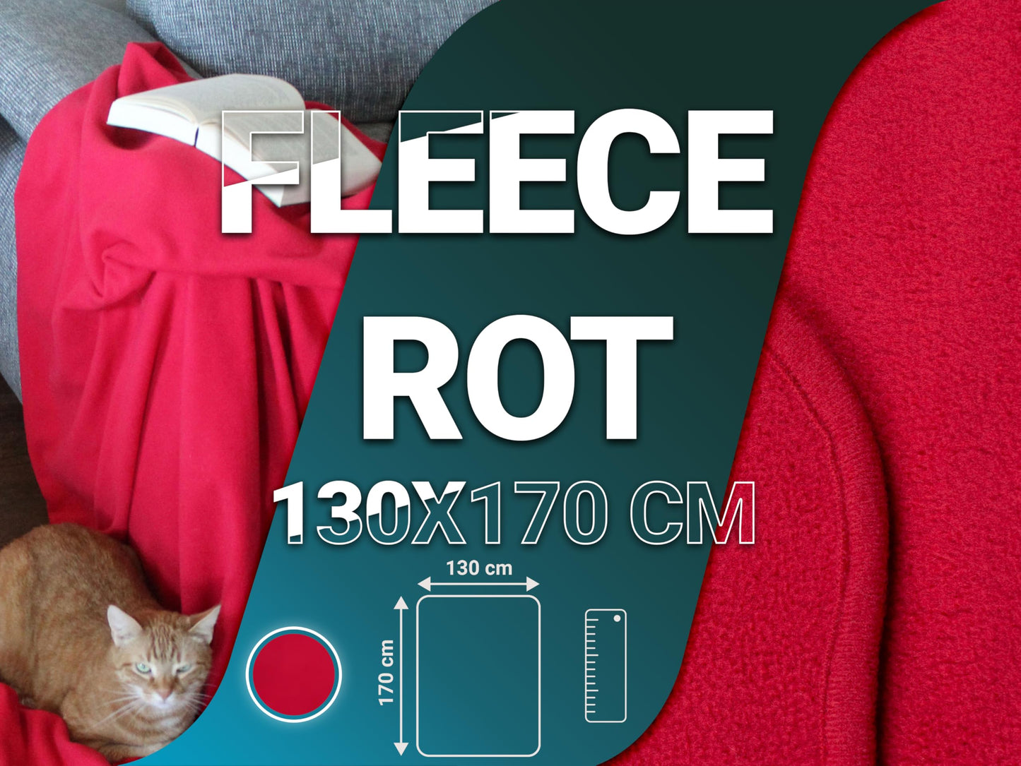 ZOLLNER Kuscheldecke in 130x170 cm - kuschelige und langlebige Fleecedecke - waschbar bis 95°C - hochwertiges Einfassband - antistatisch - Polyester - in rot - Oeko Tex® Zertifiziert